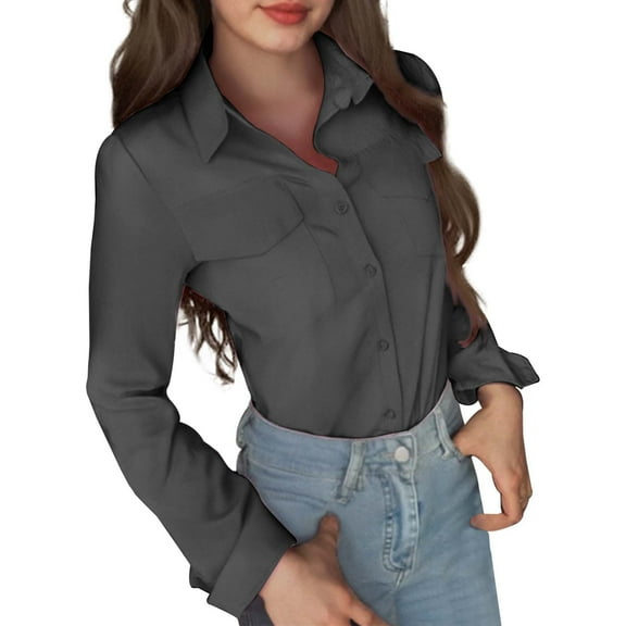Summer Tops, Womens Shirts, Stylish Women's Slim Fit V-Neck Long Sleeve Shirts for Casual and Wear - Elegant Blouses for Parties and Daily Activities