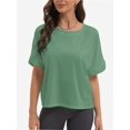 thumbnail image 1 of Summer Tops Womens Solid T Shirts for Women Loose Shirts Basic Tee, 1 of 6
