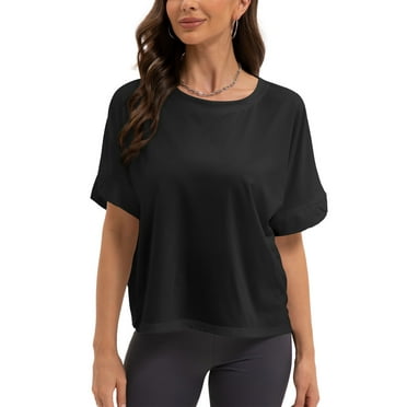 Summer Tops Womens Solid T Shirts for Women Loose Shirts Basic Tee