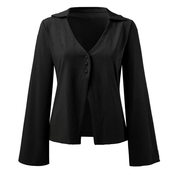 Summer Tops, Womens Tops, Trendy Women's Blouse Deep V Neck Button-Up Flared Long Sleeve Stylish Top for Every Occasion