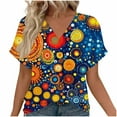 thumbnail image 1 of Summer Tops for Womens V Neck Tee Shirts Dot Point Printed T Shirt Short Sleeve Tops Loose Fitted T-Shirt Pullover Sweater Blouses Comfort Casual Tee Shirts Beach Vacation Clothes, 1 of 6