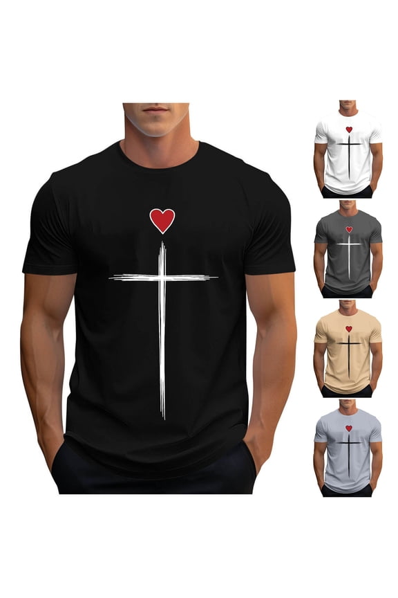 Summer Tops for Men Crew Neck T Shirts Fashion Man Fashion Casual Print Sports T-Shirt Short Sleeve Round-Neck Blouses Shirts Black M