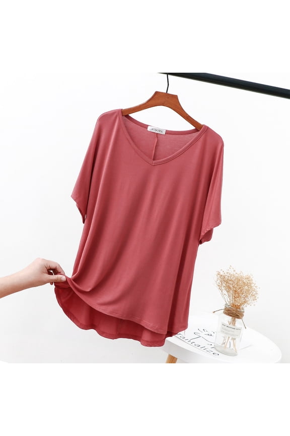 Summer Tops for Teens Cheap Women's Short Sleeve T Shirts Oversized Womens Tops Trendy Summer Solid Tops Plus Size Shirts Reorders