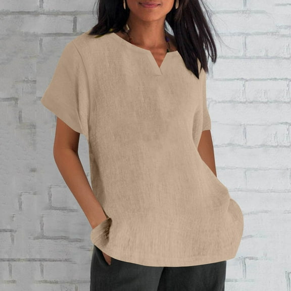 Summer Tops for Teens Women's Short Sleeve Topss Tops Casual Short Sleeve Solid Color Tops for Teens Plus Size T Shirts