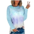 thumbnail image 1 of Summer Tops for Women 2023 Fashion Summer Round-Neck Long Sleeve Print Casual Outing Blouses Tunic Tshirt Party Beach Up to 65% off, 1 of 3
