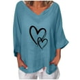 thumbnail image 1 of Summer Tops for Women 2025 Black Plus Size Shirt For Women 3/4 Sleeve Tops For Summer Regular V Neck Graphic Tees With Hearts On It Loose Blouse, 1 of 4