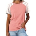 thumbnail image 1 of Summer Tops for Women 2024 Clearance! Mgmyaa Women T-Shirts Plus Size Crew Neck Short Sleeve Tops Fashion Contrasting Print Fit Casual Tees, 1 of 3