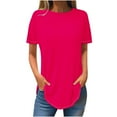 thumbnail image 1 of Summer Tops for Women Mgmyaa Women T-Shirts Plus Size Crew Neck Short Sleeve Tops Fashion Solid Color Fit Casual Tees, 1 of 3