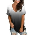 thumbnail image 1 of Summer Tops for Women Mgmyaa Women T-Shirts Plus Size V-Neck Short Sleeve Tops Loose Fashion Gradient Print Fit Casual Tees, 1 of 4