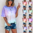 thumbnail image 1 of Summer Tops for Women 2025 Tie Dye Womens Summer Short Sleeve Tops Trendy Casual Plus Size T Shirt Graphic Tees Lightweight Working Out Pullover, 1 of 4