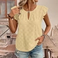 thumbnail image 1 of Zunfeo Summer Tops for Women 2025 Casual Cozy Boho Tops Short Sleeve Ruffles Eyelet Tops Yellow 2XL, 1 of 9