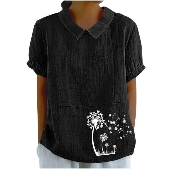 Summer Tops for Women 2025 Casual Style Casual Printed Short Sleeve Blouse-Sleeve Blouse Shirt