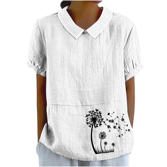 Summer Tops for Women 2025 Casual Style Casual Printed Short Sleeve Blouse-Sleeve Blouse Shirt
