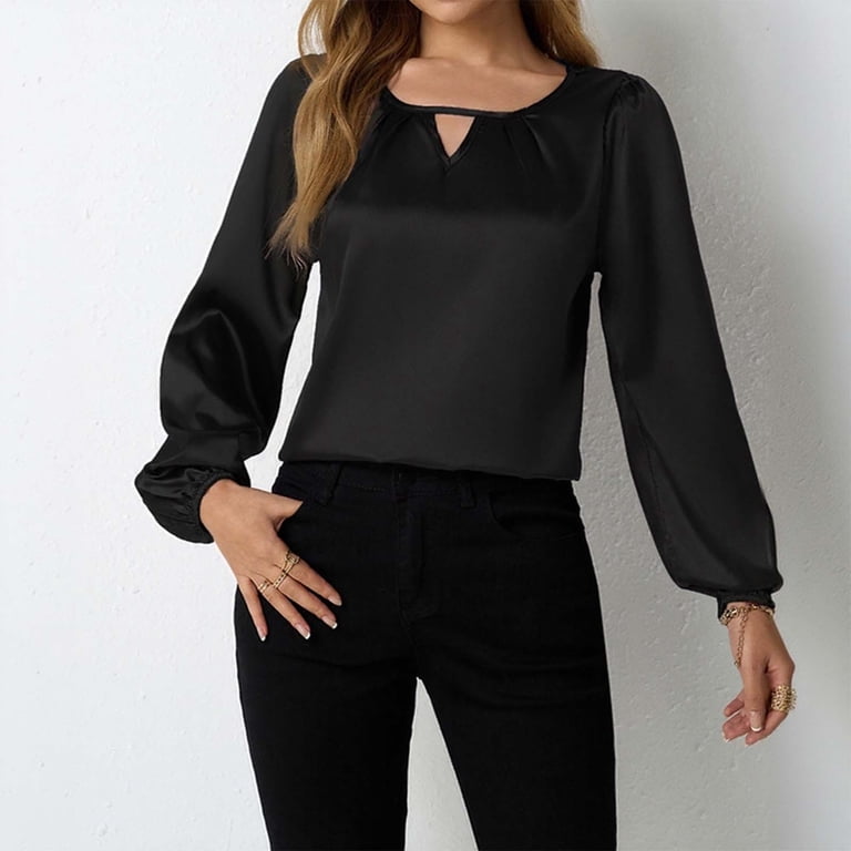 Summer Tops for Women 2025 Silk Feel Satin Blouse Casual Long