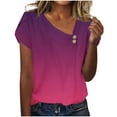 thumbnail image 1 of Summer Tops for Women 2025 Trendy Button V Neck Shirts Casual Short Sleeve Tunic Tshirt Basic Business Work Blouse, 1 of 7