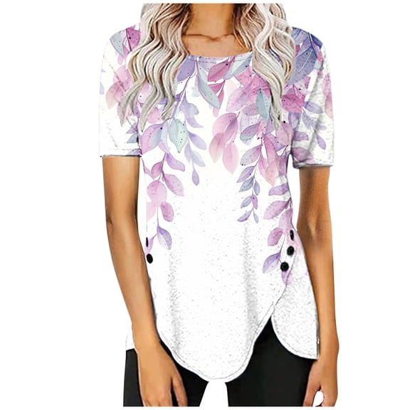 Summer Tops for Women 2025 Trendy Fitted Womens T Shirts Loose Fit Cotton Shirts for Women