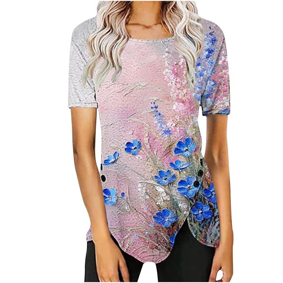 Summer Tops for Women 2025 Trendy Teens Short Sleeve Shirts for Women Work Tee Shirts Womens Graphic