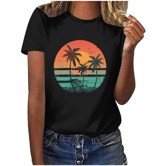 Summer Tops for Women 2025 Vacation Womens T Shirts Loose Fit Boho Basic Fitted Cropped Tees