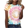 thumbnail image 1 of Summer Tops for Women 2026 Rainbow Tie Dye Shirt Short Sleeve Casual Summer Vacation Going Out Tee, 1 of 6