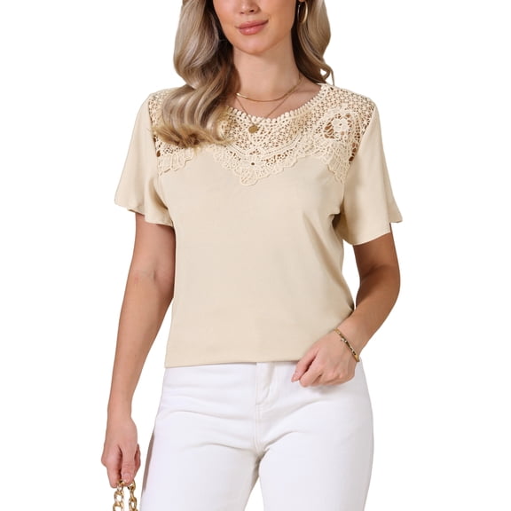 Summer Tops for Women 2026 Short Sleeve Shirts V Neck Dressy Casual Tunic Tops 2XL Apricot