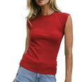thumbnail image 1 of Summer Tops for Women Cap Sleeve Slim Ribbed Knit Basic Casual Sleeveless Tank Top, 1 of 6
