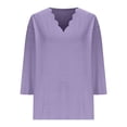thumbnail image 1 of Summer Tops for Women Casual 3/4 Sleeve Shirts V Neck Loose Fit Casual Blouses Solid Color Tshirts 2025, 1 of 5
