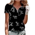 thumbnail image 1 of Summer Tops for Women Casual Dressy Short Sleeve Golf Shirt Plus Size Floral Printed Collared Quarter Zipper Blouses, 1 of 5