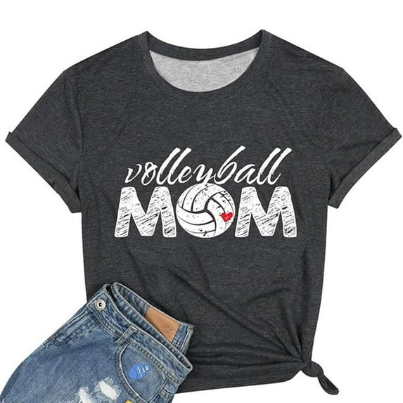 Summer Tops for Women Casual Letter Printing Graphic Round Neck Short Sleeve T Shirt Top Shirts for Women Dark Gray XXXL