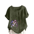 thumbnail image 1 of Summer Tops for Women Casual Short Sleeve Floral Print Blouses Plus Size Round Neck T Shirts Loose Fit Comfy Shirts Blusas De Mujer, 1 of 5