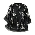 thumbnail image 1 of Summer Tops for Women Cotton Linen Button Down Shirts 3/4 Sleeve Casual Ladies Blouse New Arrivals Black 12, 1 of 2