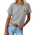 thumbnail image 1 of Summer Tops for Women Dressy Casual Comfy Basic Tee Shirts Short Sleeve Crewneck Office Blouses Loose Fit Tunics Shirts Womens Clothes, 1 of 7