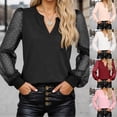 thumbnail image 1 of Summer Tops for Women Elegant Floral Lace Mesh Long Sleeve Shirts Crochet Knit T Shirt Blouse Casual Streetwear, 1 of 5