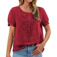 thumbnail image 1 of Summer Tops for Women Fashionable Casual Solid Color Pleated Cotton and Linen Tops Shirts and T Shirts on Sale, 1 of 6