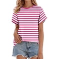 thumbnail image 1 of Summer Tops for Women Fashionable Wide Striped Casual T Shirt Short Sleeve Summer Shirts for Women Pink M, 1 of 4