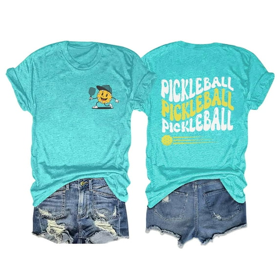 Summer Tops for Women Funny Pickleball Graphic Lover Gifts Soft Short Sleeve Tee Lady T Shirts for Women Sky Blue S