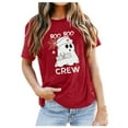 thumbnail image 1 of Summer Tops for Women Halloween Ghostly Printed T Shirt Adorable Tee for Festive Oversized Tshirts for Women Red L, 1 of 3