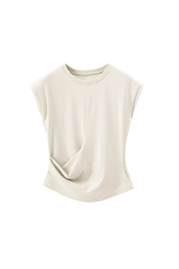 Summer Tops for Women High Neck Base Cami Double Line Sleeveless Tank Tops Basic Ruched Camisole Ruched Fashion Vest 2025 Fashion Beach Clothes