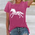 thumbnail image 1 of Summer Tops for Women Horse Print Loose T Shirt Crew Neck Fashion Beach Vacation Tees, 1 of 4