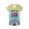 thumbnail image 1 of Summer Tops for Women Just Waiting for Skeleton Graphic Funny Tee Shirts for Women Light Yellow XL, 1 of 2