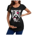 thumbnail image 1 of Summer Tops for Women New Head Skeleton Pregnant Clothing Teasing Border Pregnant T Shirts for Women Beige, 1 of 3