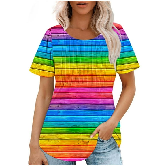 Summer Tops for Women Over 50 Tie Front Womens T Shirts Graphic Tees Boho Generic Womens Tops Hide Belly