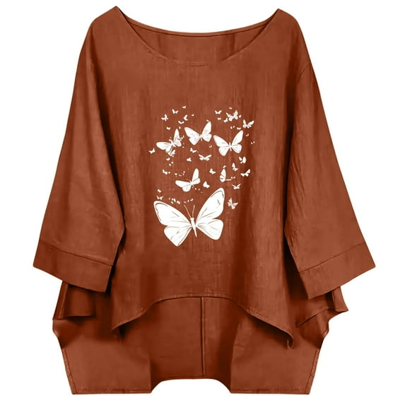 Summer Tops for Women Over 60, Linen Shirts for Women 2026 Summer Fashion Short Sleeve Shirts V Neck Cotton Casual Loose Button Tunic Blouses Outfits