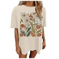 thumbnail image 1 of Summer Tops for Women Oversized Flower Graphic Music Short Sleeve Casual Loose Beach Shirts for Women Light Yellow XXL, 1 of 4