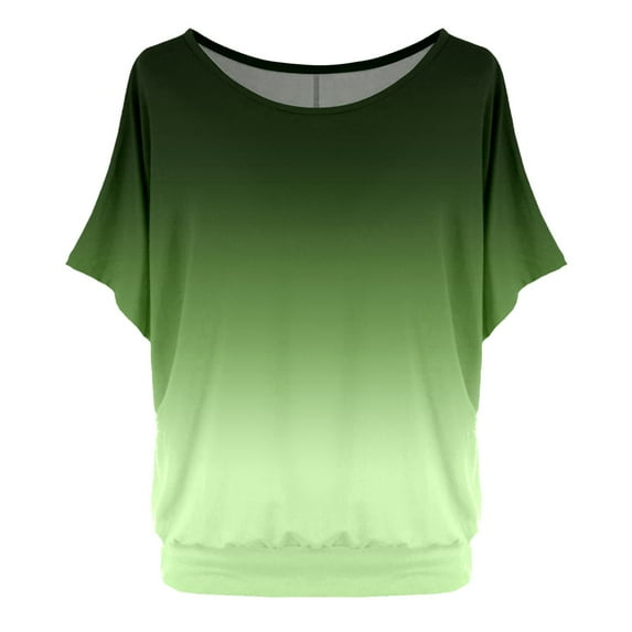 Summer Tops for Women Oversized Shirt with Batwing Sleeves Short Sleeve Crew Neck Colorful Oversized Tshirts for Women Green S