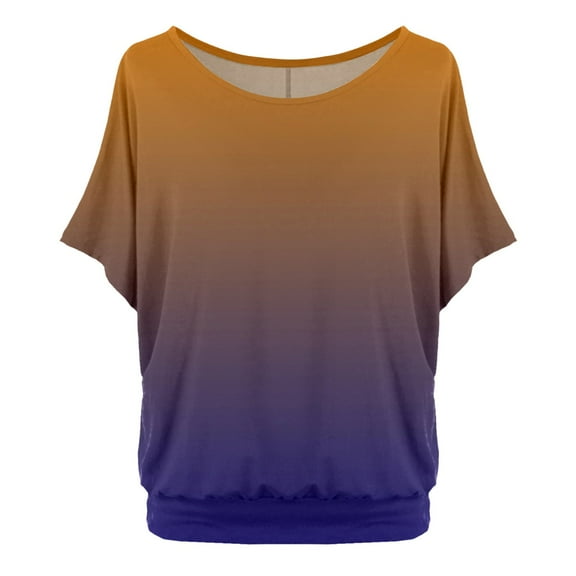 Summer Tops for Women Oversized Shirt with Batwing Sleeves Short Sleeve Crew Neck Colorful T Shirts for Women Purple XL