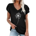 thumbnail image 1 of Summer Tops for Women Petal Short Sleeve V Neck Tunic Tops Casual Dressy Basic Blouse Print Loose Fit Tee Shirts, 1 of 5