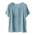 thumbnail image 1 of Summer Tops for Women Pleated Cotton Linen Tops Solid Color Shirts Blouses And Tees, 1 of 6