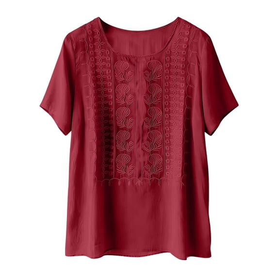 Summer Tops for Women Pleated Cotton Linen Tops Solid Color Shirts Blouses And Tees