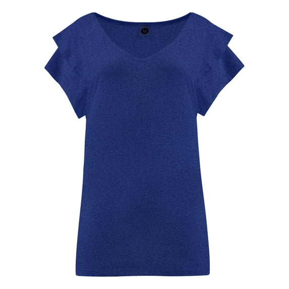 Summer Tops for Women Ruff Sleeve Business Casual Dressy Ladies Blouses V-Neck Shirt Loose Fit Tee