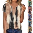 thumbnail image 1 of Summer Tops for Women Short Sleeve Neck Tunic Tops Baggy Vintage Graphic Casual Loose Beach Vacation Outfits Spring Top Trendy Clothes, 1 of 6